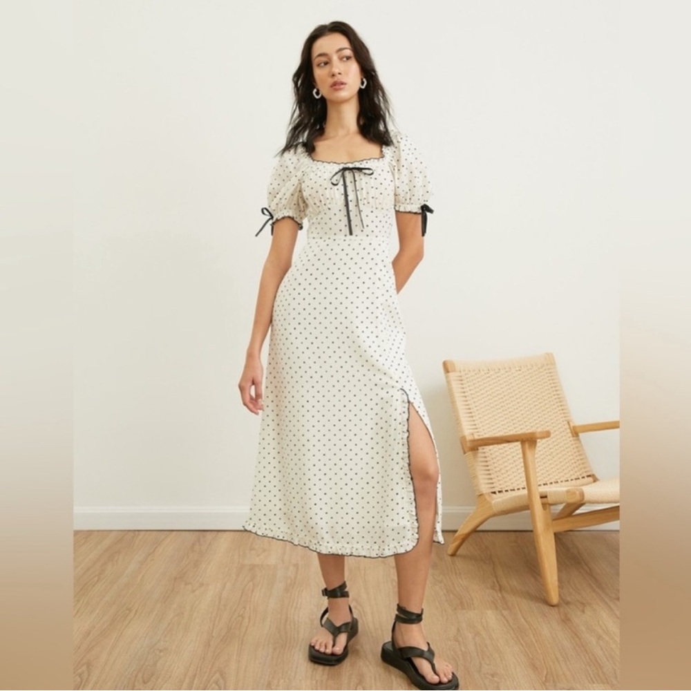 For Love and Lemons - Polka Dot Puff Sleeve Midi Dress